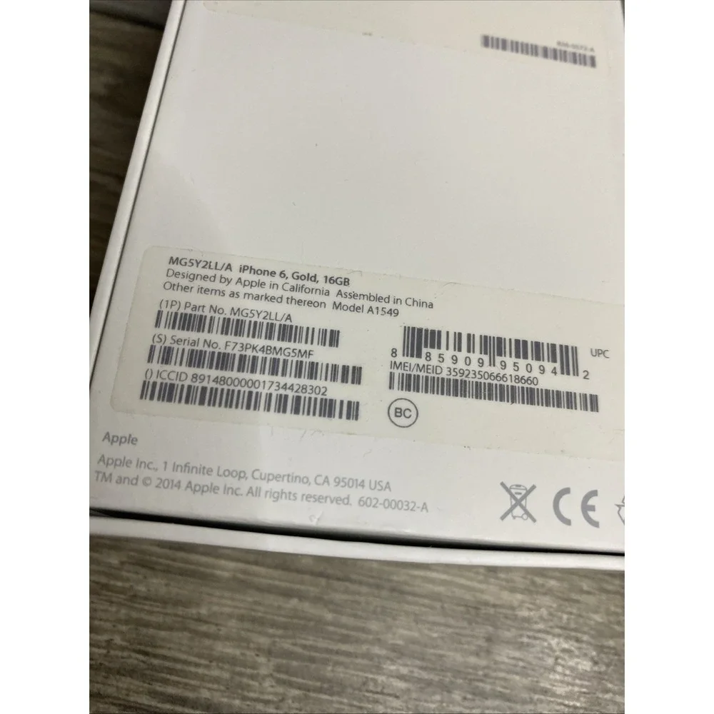Apple iPhone 6 BOX ONLY GOLD Phone NOT INCLUDED 16 GB